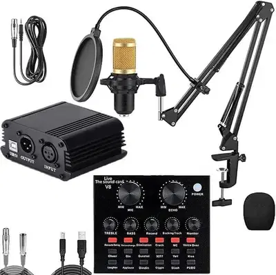 bm800 microphone , v8 sound card & phantom power