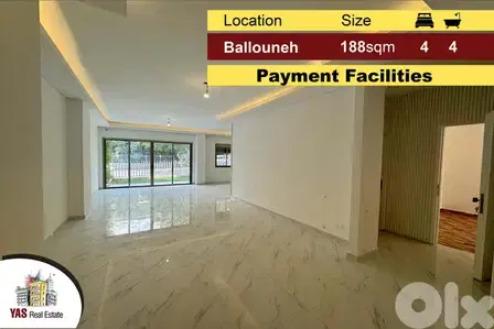 Ballouneh 188m2 + 80m2 Garden | High-End | New |Payment Facilities||MY