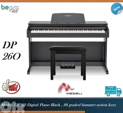Medeli DP260 Digital Piano Black, Piano 88 keys Professional