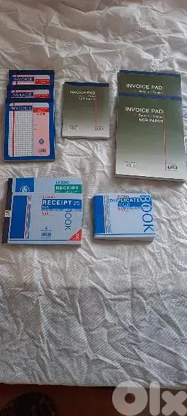 Duplicate book, invoice book, receipts book