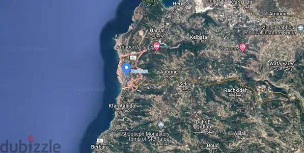 4600 m2 land + open sea view for sale in Batroun Highway - البترون