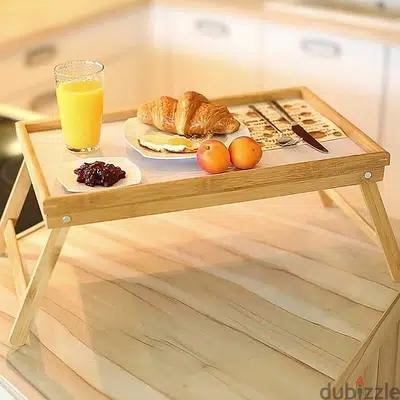 Bamboo Food Tray, Foldable Meal-Serving Tray