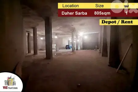 Daher Sarba 805m2 | Depot for Rent | Prime Location | IV |