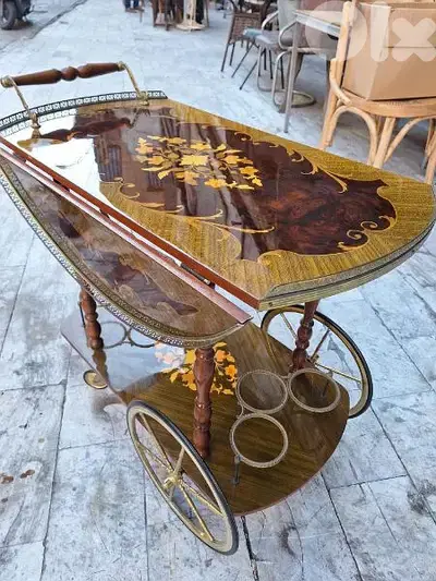 ترولي عرباية مشروب مركتري ايطالي مميز جدا مع دواليب نحاس trolley bar