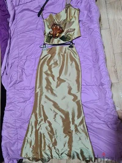 Two-piece Olive Green/Gold Dress
