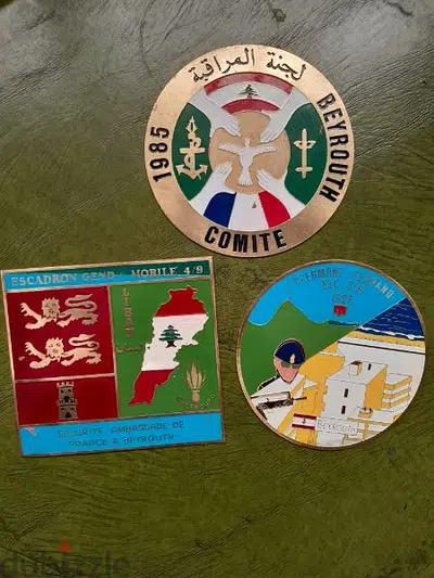 collectible 80's military 3 original brass insignia 12cm