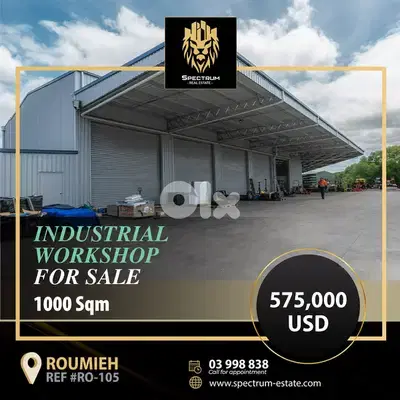 1000SQ INDUSTRIAL WORKSHOP IN ROUMIEH 1ST DEGREE , RO-105