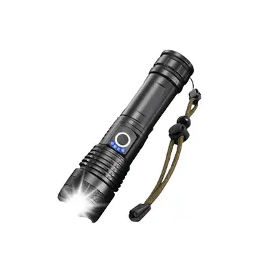 Tactical Torch Light, Bright 7200mAh Flashlight, Metal 16.6cm
