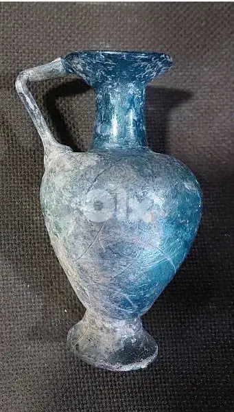 Ancient Roman blue Glass Jug Antique from 1st century 12 cm