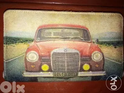 vintage ladies handbag red old mercedes 10452 plate num never used