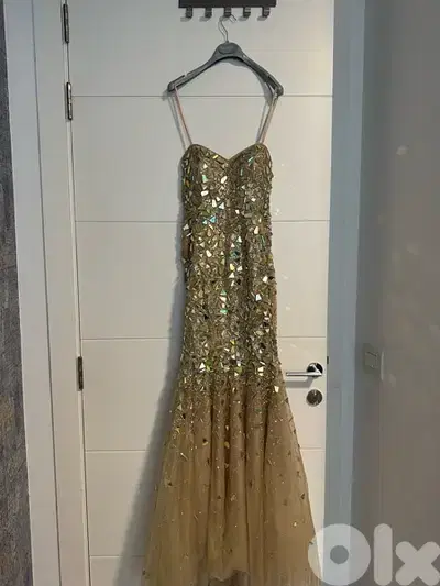 wedding dress strapless iridescent stone, sequin mermaid cut