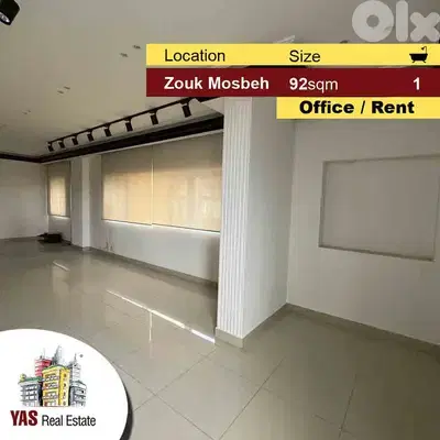 Zouk Mosbeh 92m2 | office | Rent | Upgraded | Prime Location | MY |