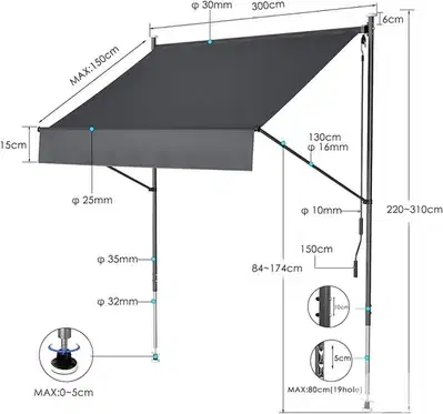 balcony awning grey color