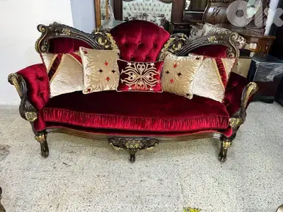 طقم كنبايات مصري حفر خشب زان خمس قطع وطاولة