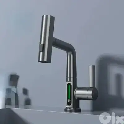 Pull Out Kitchen Faucet with Temperature Display, 3 Spray Modes