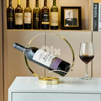 Round Wine Bottle Holder – Minimalist Gold Rack for Wine Lovers