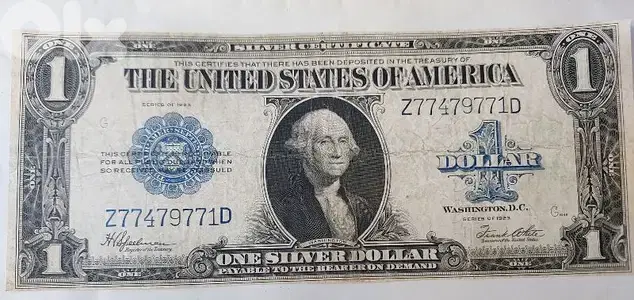 Large USA Dollar Silver Banknote year 1923