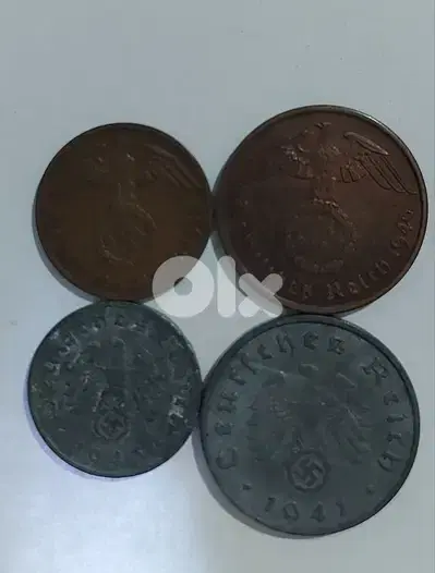 set of four Nazi German Coins of World War II
