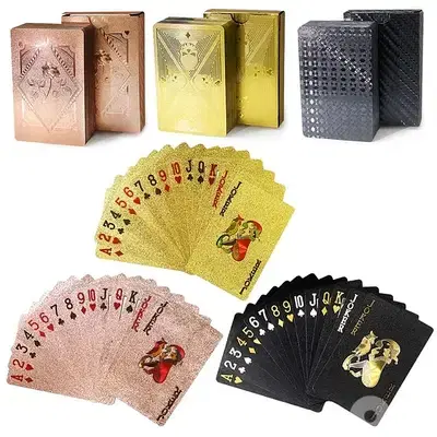 54PCS/SET WATERPROOF LUXURY GOLD CARD GAME & MAGIC PLAYING CARD