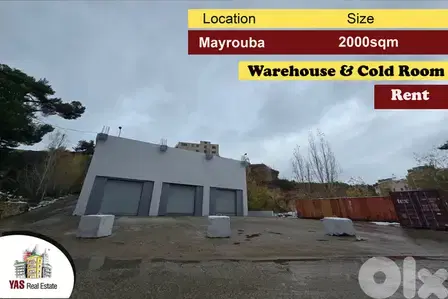 Mayrouba 2000m2 | 5000m2 Plots | Cold Storage | Warehouse | Rent | DA