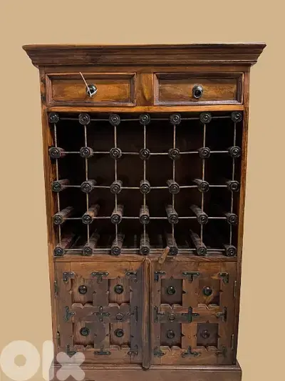 24-Bottle Rustic Wooden Wine Cabinet