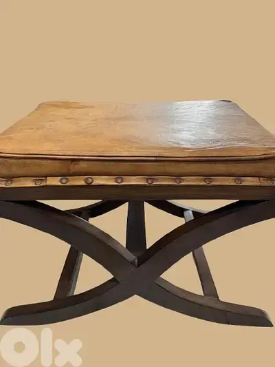 Caramel Leather Accent Stool