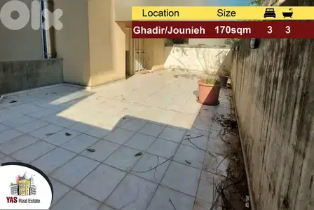 Ghadir/Jounieh 170m2 | 70m2 Terrace | Prime Location | Calm Area | IV