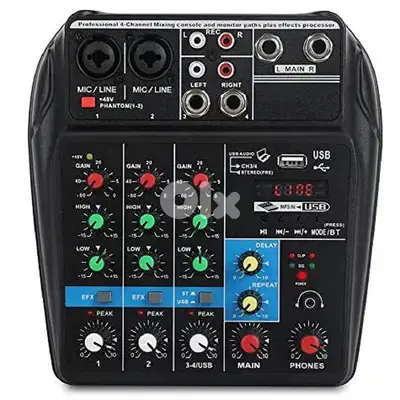 DJ Audio Mixer 4 Channels Mixing Console Effects with Sound Card