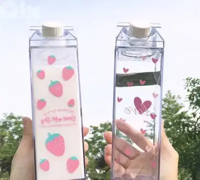 transparent milk and juice bottles