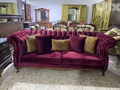 طقم كنبايات شستر فيلد الاصلي قماش نبك تركي كنار خشب زان