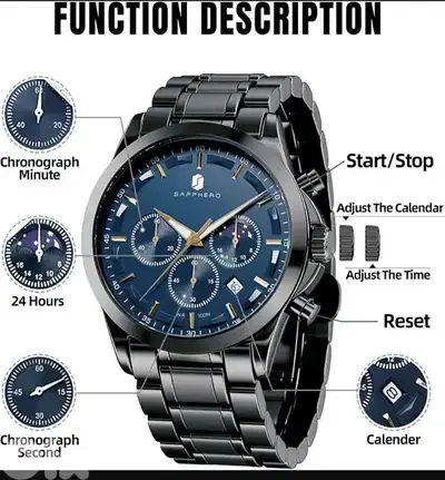 Sapphero Men's Watch Waterproof Chronograph AntiScratch/4$ delivery