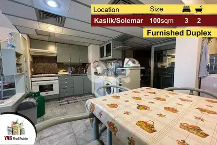 Kaslik/Solemar 100m2 | Furnished Duplex | Sea View | Classic | EH |