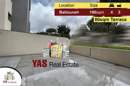 Ballouneh 190m2 | 80m2 Terrace | Private Entrance | View | New |