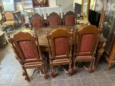 طاولة سفرة خشب زان حفر 6 كراسي ملكية