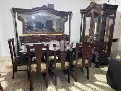 اوضة سفرة ملكية مصرية حفر خشب زان ملبسة قشر