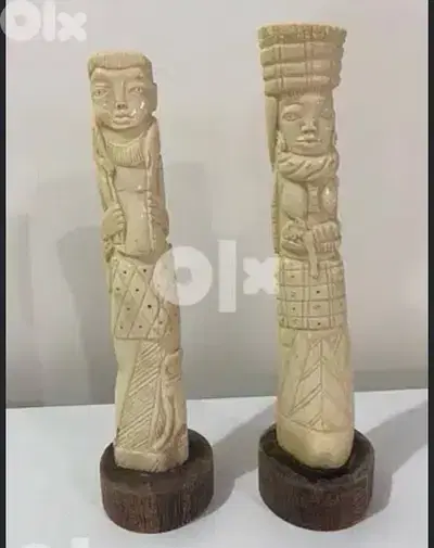 antique pair statues african tribe