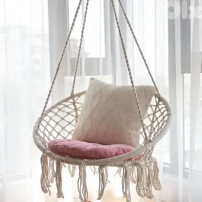 Swing Hammock Chair, Outdoor Hanging Seat, 440lbs Cotton Fabric