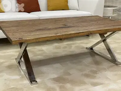 Vanlian  Wooden center table with Chrome legs