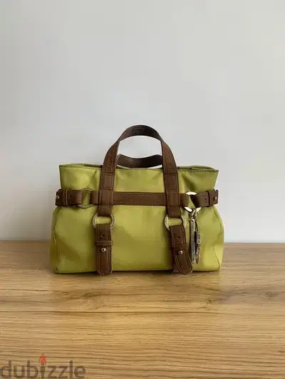 Vintage Charriol pistachio and brown nubuck leather small handbag