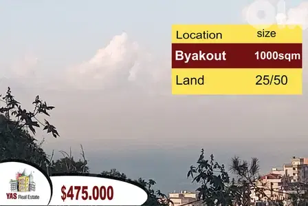 Byakout 1000m2 | Land | 25 / 50 | Prime Location | Sea View | PA|