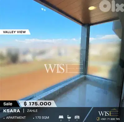 170 SQM Apartment for SALE in Ksara-Zahle near highway !