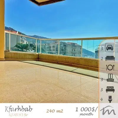 Kfarehbeb | Semi-Furnished 240m² | Terrace | 3 Balconies | 3 Parking