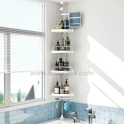 Adjustable Shower Corner Rack w/ 4 Shelves & Towel Holder