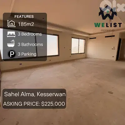 185sqm Apartment for sale in Sahel Alma - Jounieh  REF: MA25MSSA185225