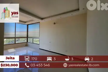 Jeita 170m2 | New | Prime Location |Super Luxury | Panoramic View | TO