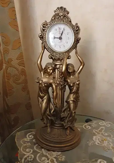 clock & statue crosa art  italy work 100%