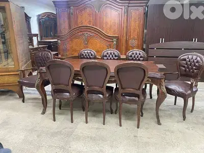 طاولة سفرة مصرية خشب زان 8 كراسي
