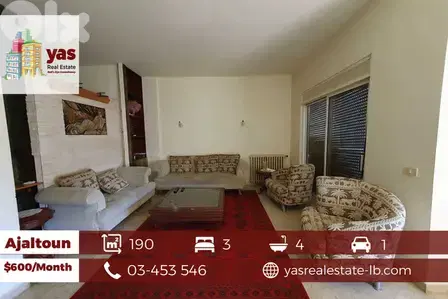 Ajaltoun 190m2 | Furnished | Rent | Well Maintained | Quiet Street |KH