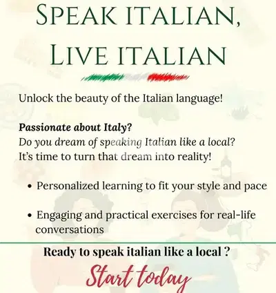 Private lessons in Italian Language, beginners and advanced