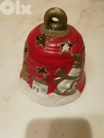 Decorative small candle holder for christmas decoration 13cm pottery